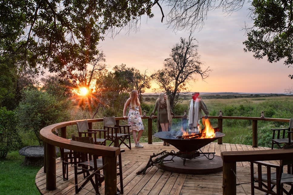 Luxury safari camp at dusk